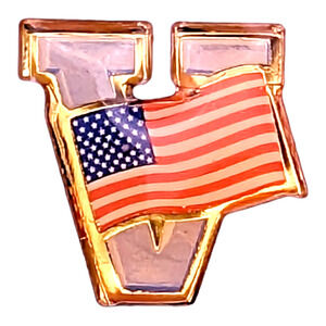 Military Victory Veteran Vintage Hat Lapel Pin USA Flag Patriotic